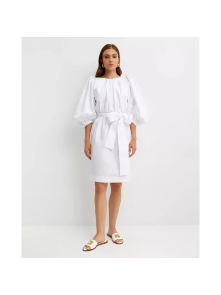 Sukienka midi Dolce And Gabbana z rękawami balonowymi biała
