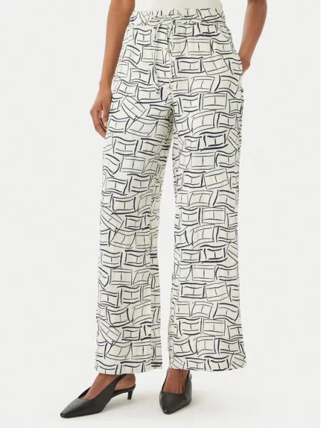 Tommy Hilfiger Hlače iz tkanine Svetlo Wide Leg bež