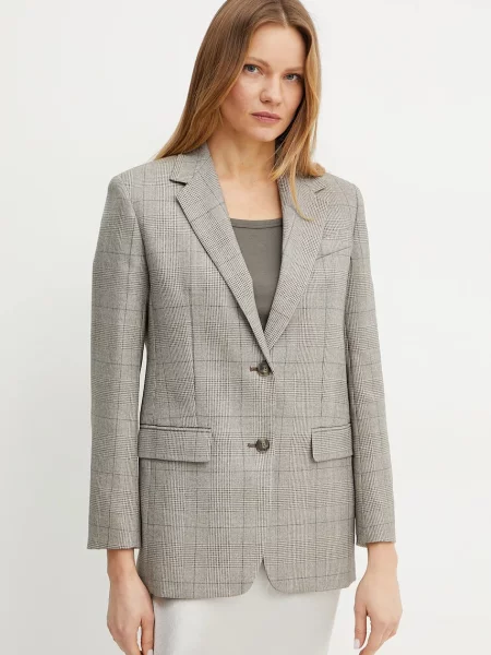 Сако Weekend Max Mara кафяво с едно копче с десен сиво