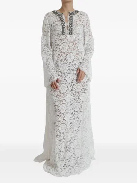 Rochie maxi Dolce & Gabbana din dantelă alb