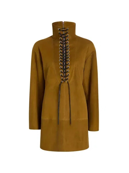 Rochie Khaite din piele de căprioară maro