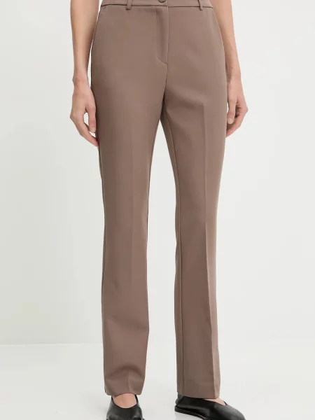 Панталон Answear Lab с разкроени краища с висока талия кафяво