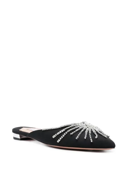 Мюли Aquazzura без ток с кристали черно