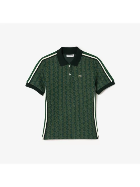 Lacoste Koszulka Polo Z Monogramem Slim Fit Ciemnozielona zielony