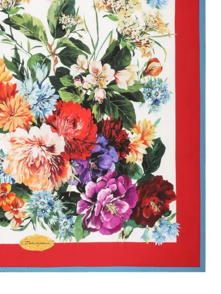 Fular Dolce & Gabbana cu model floral cu imagine alb