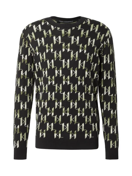 Karl Lagerfeld Pulover bej / verde kiwi negru