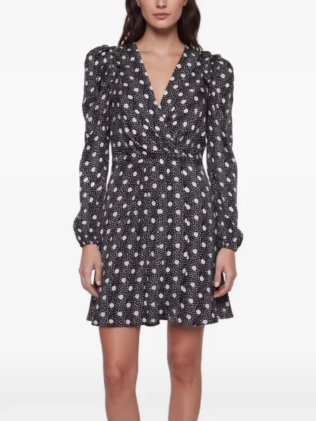 Rochie mini Sandro cu buline cu volane negru