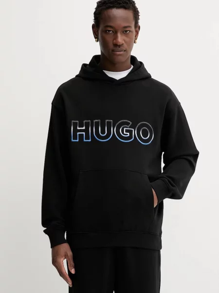Mikina Hugo Blue s kapucí s aplikací černá