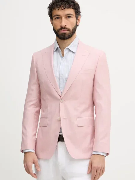 BOSS Sacou cu un singur rând de bărbătesc din lână roz