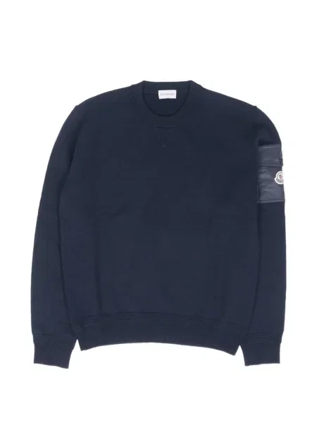 Pulover Moncler cu decolteu rotund cu autograf albastru