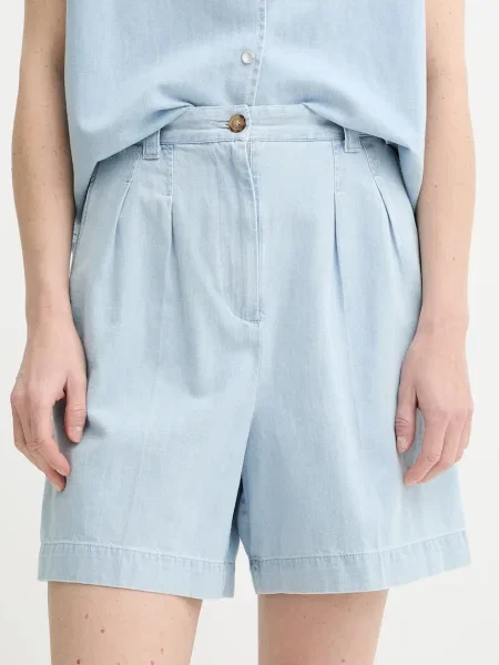 A.P.C. pantaloni scurți din denim short nola uni high waist albastru