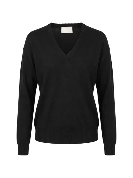 Pulover Drumohr de lână cu decolteu în V negru