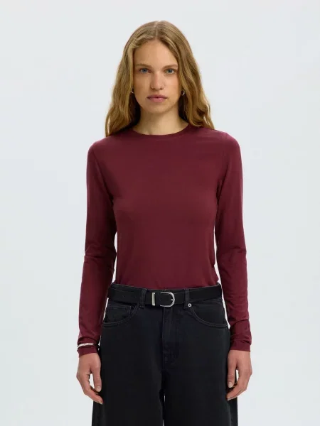 SELECTED Tricou SLFMANJA vin roșu