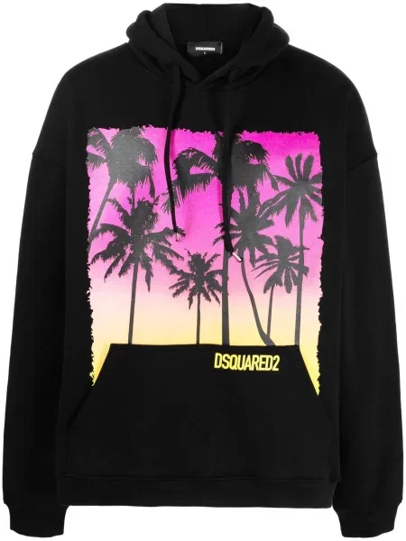 Hanorac cu glugă Dsquared2 cu imagine negru