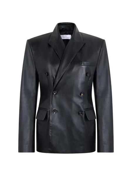 Kožni blejzer Giuseppe Di Morabito na dvostruko kopčanje crna