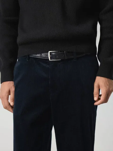 Spodnie sztruksowe slim fit Mężczyzna 40 MANGO MAN granatowy