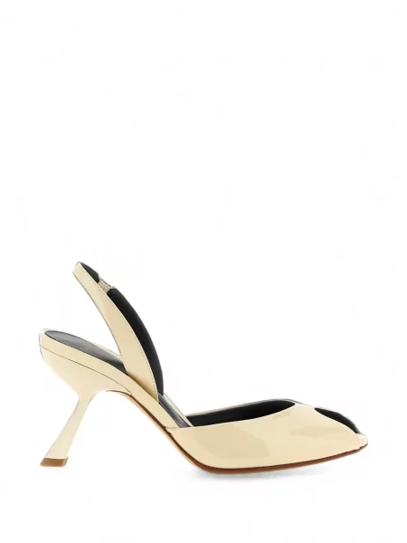 Pantofi cu toc Alexandre Birman din piele de lac slingback alb