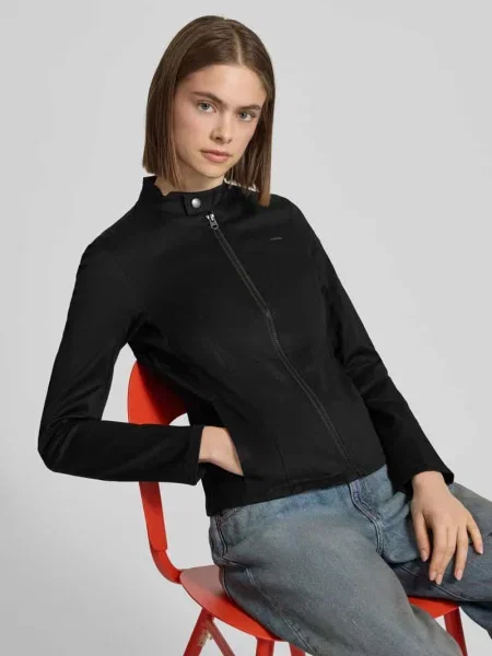 Krój slim fit Kurtka w stylu biker z detal z logo Model Lynn' G-star Raw czarna