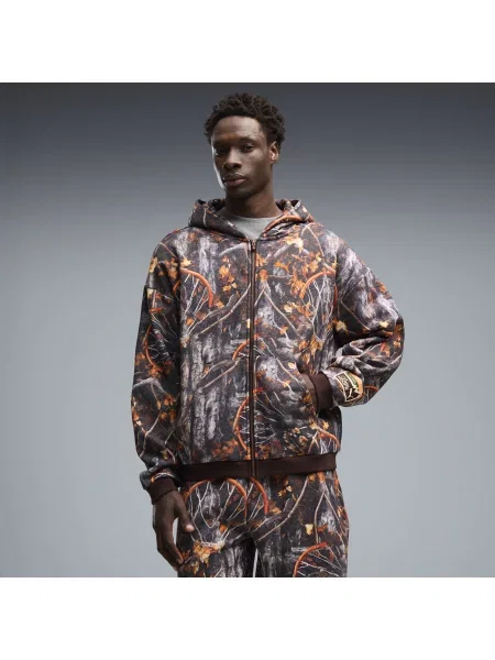 PUMA MÄ™ska luÅºna koszykarska bluza z kapturem Dylan Wildcat Printed Full-Zip Akcesoria BrÄ…zowy S