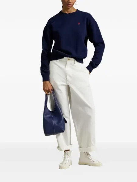 Велурен суитчър Polo Ralph Lauren с автограф сиво