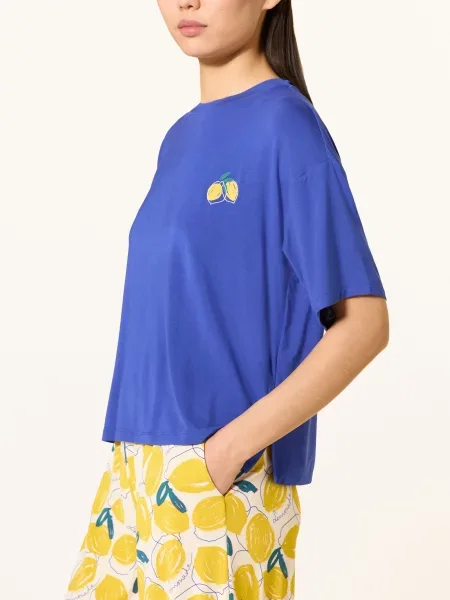 Schiesser Pyžamo Casual Fashion tmavě / tmavě žlutá modrá