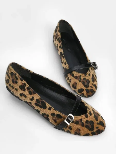 Balerinke Marjin z leopardjim vzorcem črna