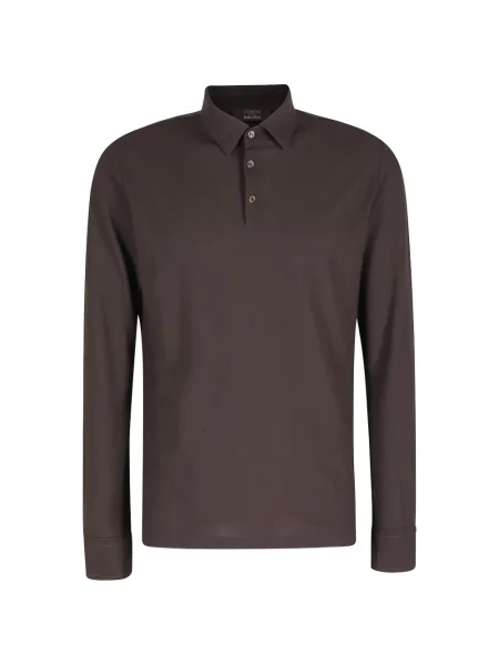 Tricou polo Zanone cu mâneci lungi maro