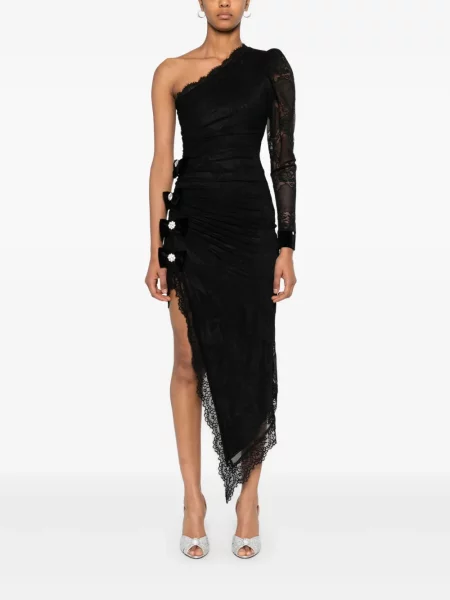 Rochie midi Nissa de cristal până la genunchi de costum negru