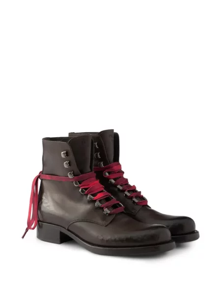 Botine Prada din piele maro