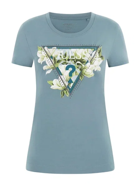 GUESS Tricou CAMELIA fumuriu / verde / verde petrol / alb albastru