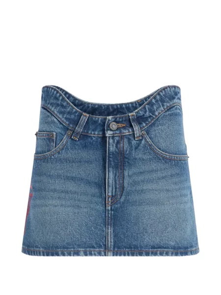 Fustă din denim Jean Paul Gaultier cu imagine albastru