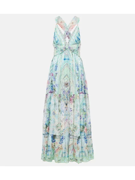 Rochie maxi Camilla de mătase de cristal de costum