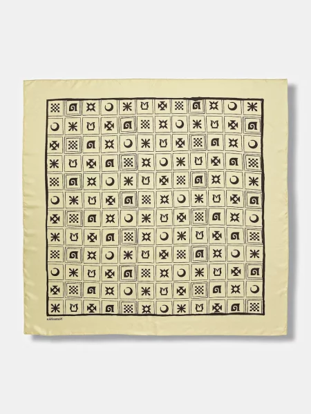 Nanushka chusta jedwabna wzorzysta beżowy