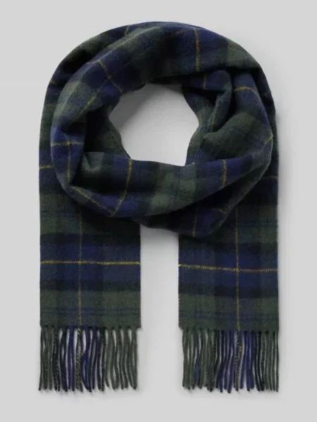 Barbour szalik wełniany wzorzysty zielony