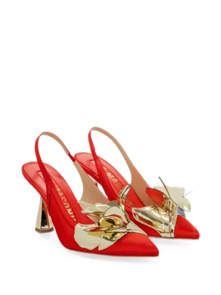 Pantofi cu toc Kat Maconie cu model floral slingback roșu