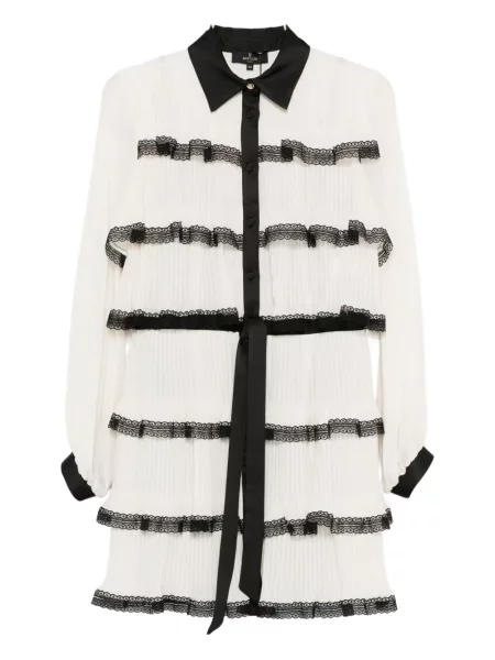 Warstwowa sukienka Babylone Paris koronkowa garniturowa biała