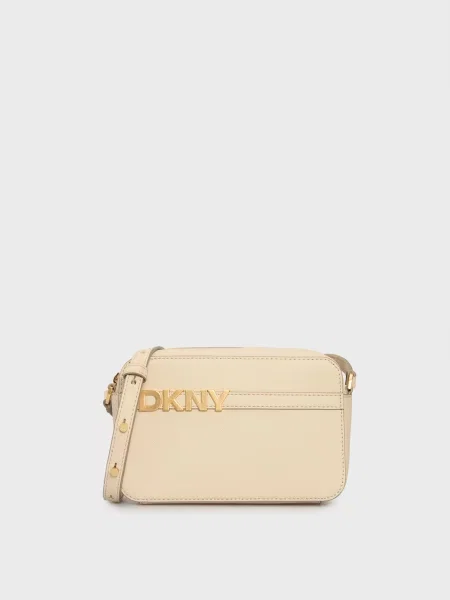 Шкіряна сумка Dkny бежева