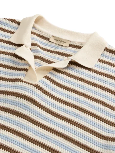Tricou polo Woolrich cu dungi alb