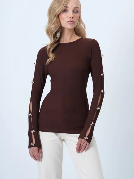 Trend Alaçatı Stili Tricou închis maro