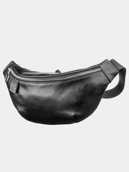 Кожаная поясная сумка Grande Pelle черная