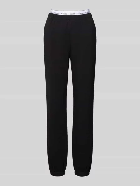 Spodnie dresowe o kroju regular fit z paskiem z logo model ‘SOFIA’ Guess czarne