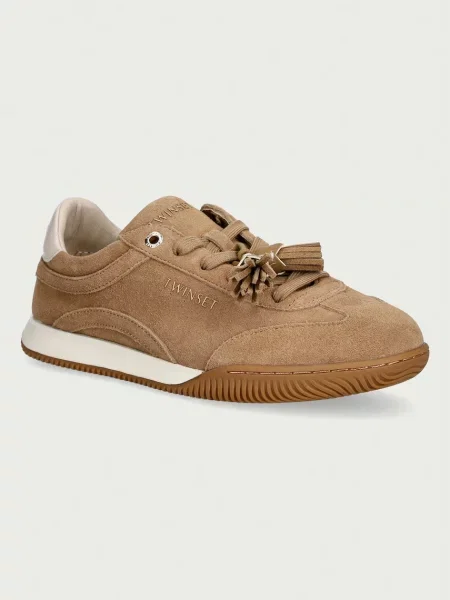 Twinset sneakers pentru femei din piele întoarsă bej