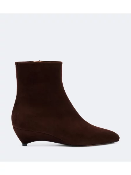 Cizme scurte Jil Sander din piele de căprioară maro