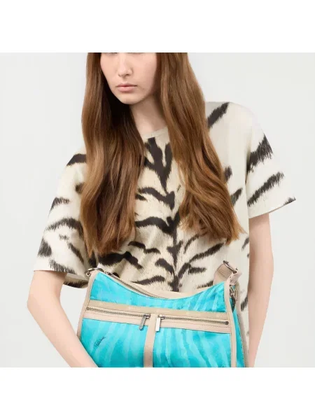 Torebka Roberto Cavalli z nadrukiem niebieska