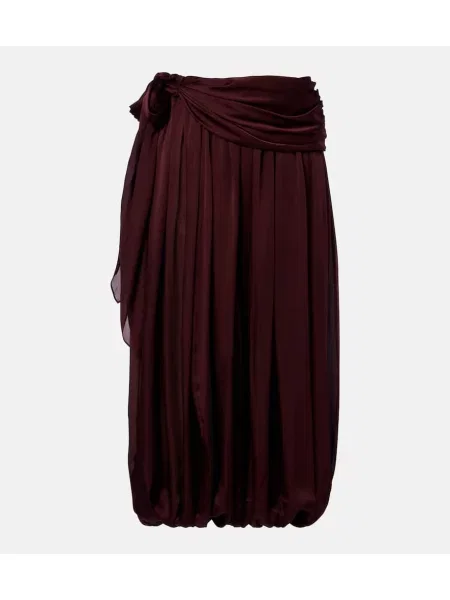 Pantaloni Zimmermann de mătase drapate conici bordo