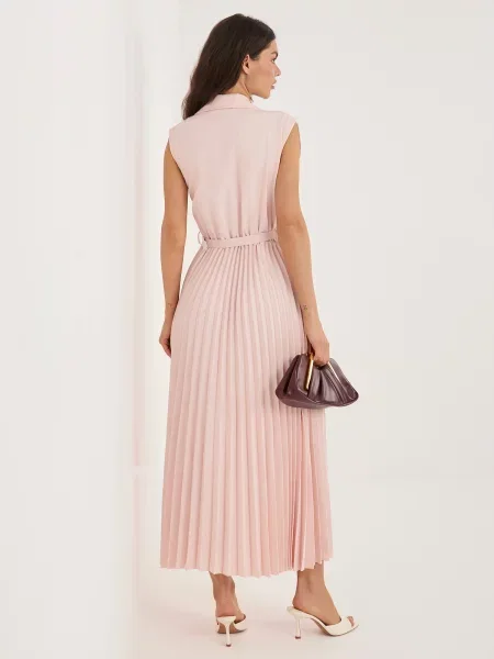 Cu centură rochie Rue Paris evazată roz