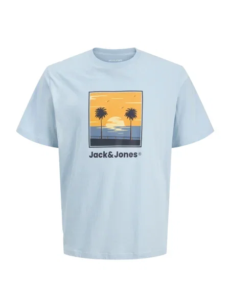 Jack & Jones Plus Majica JJPERRY nočno / safir / svetlo / temno oranžna modra