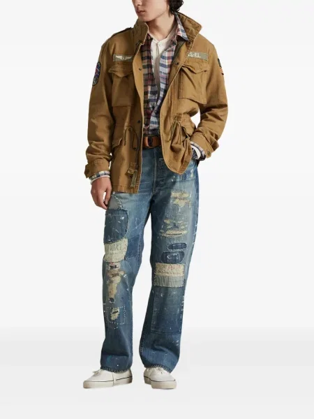 Dlouhá pruhovaná s límcem kšiltovka Polo Ralph Lauren modrá