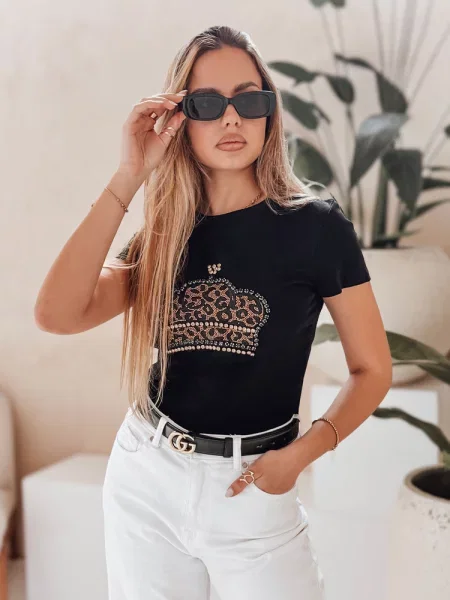 T-shirt z koroną BLINGESSO Dstreet czarny