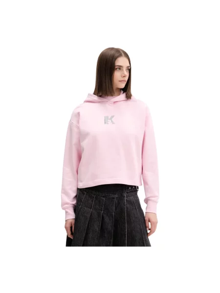 Bluza z kapturem Karl Lagerfeld z logo różowa